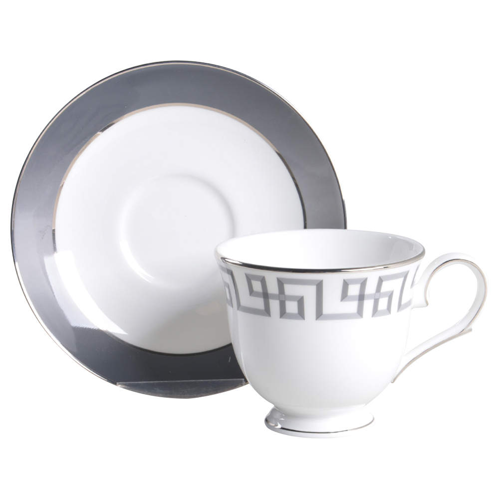 Darius Silver (Platinum) Footed Cup & Saucer Set by Lenox-1