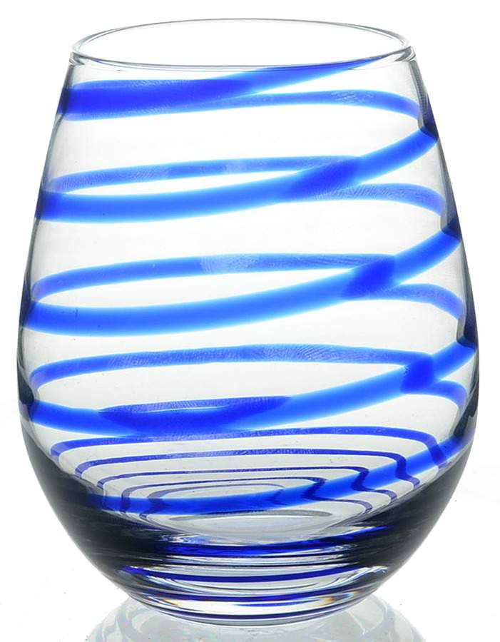 Charlotte Street Blue Glassware Stemless Wine by Lenox-1