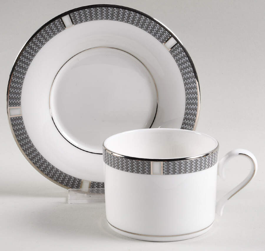 Silver Sophisticate Flat Cup & Saucer Set by Lenox-1