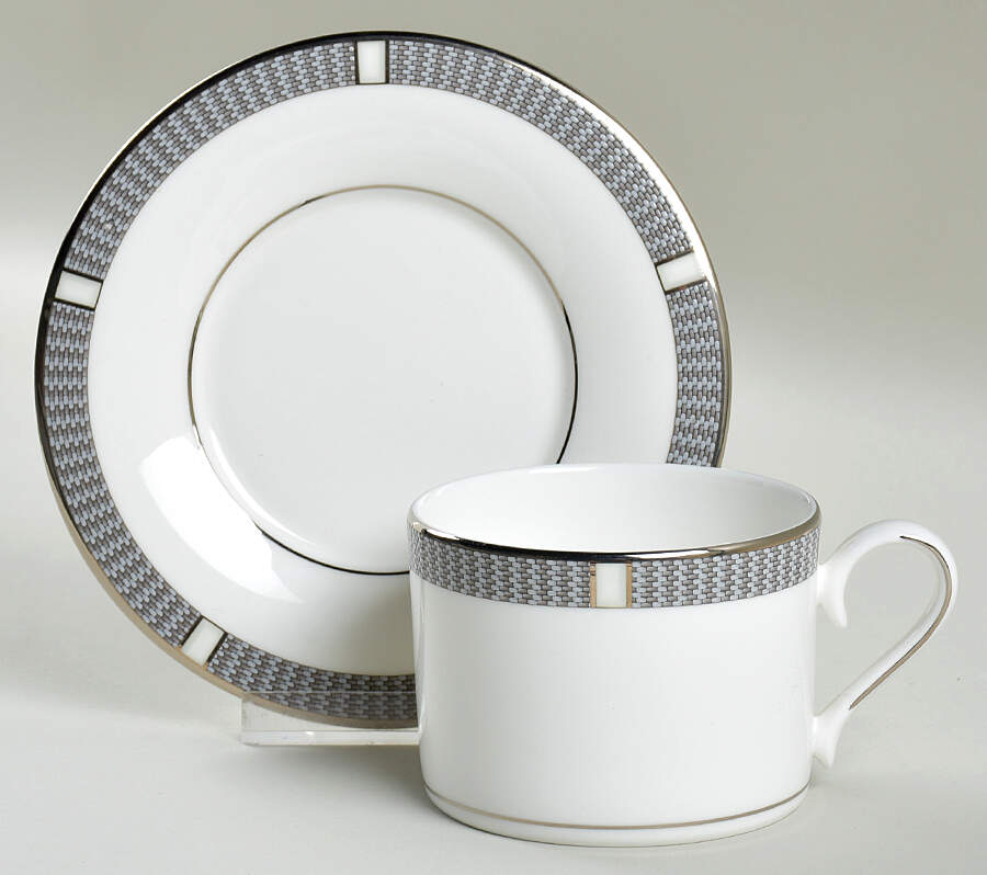 Silver Sophisticate Footed Cup & Saucer Set by Lenox-1