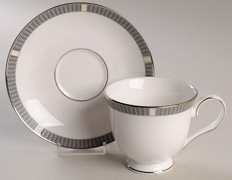 Silver Sophisticate Footed Cup & Saucer Set by Lenox-1