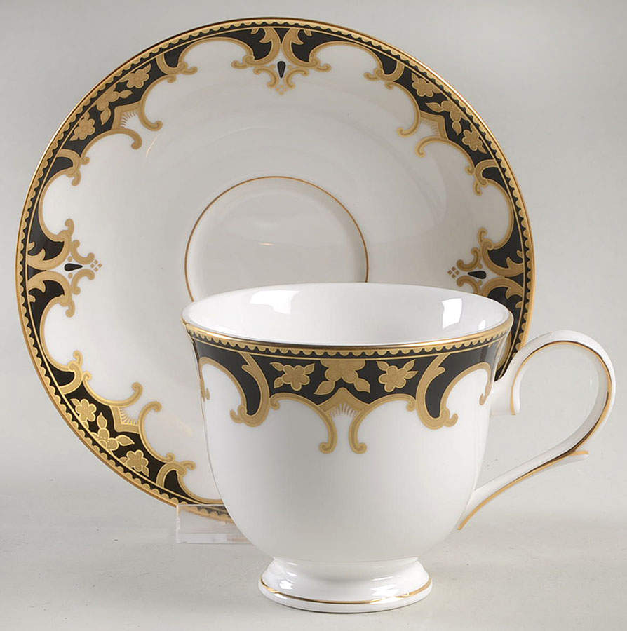 Baroque Night Footed Cup & Saucer Set by Lenox-1