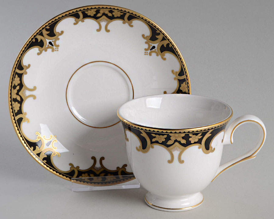 Baroque Night Footed Cup & Saucer Set by Lenox-1