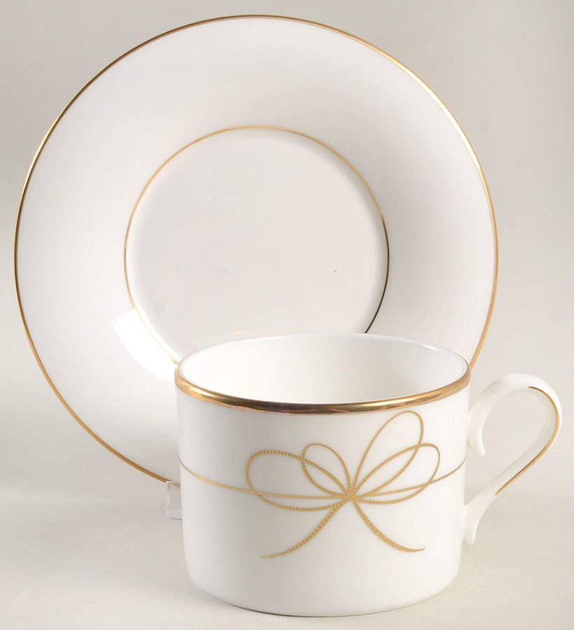 Gold Bow Flat Cup & Saucer Set by Lenox-1