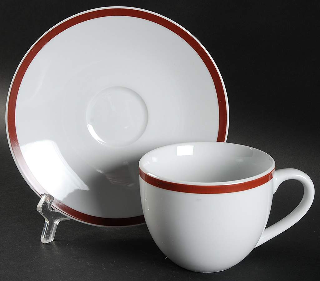 Boulevard Cafe Rust Flat Cup & Saucer Set by Linens N Things-1