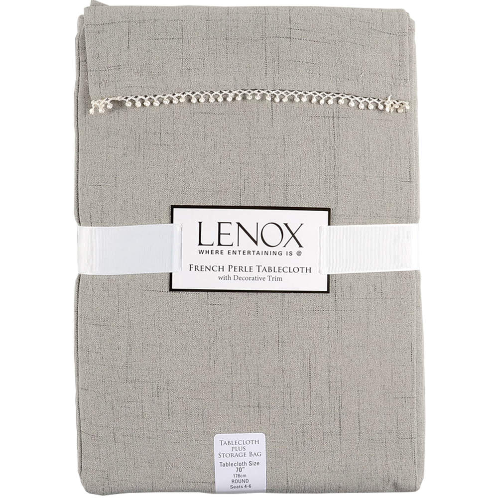 French Perle Grey 70" Round Tablecloth by Lenox-1