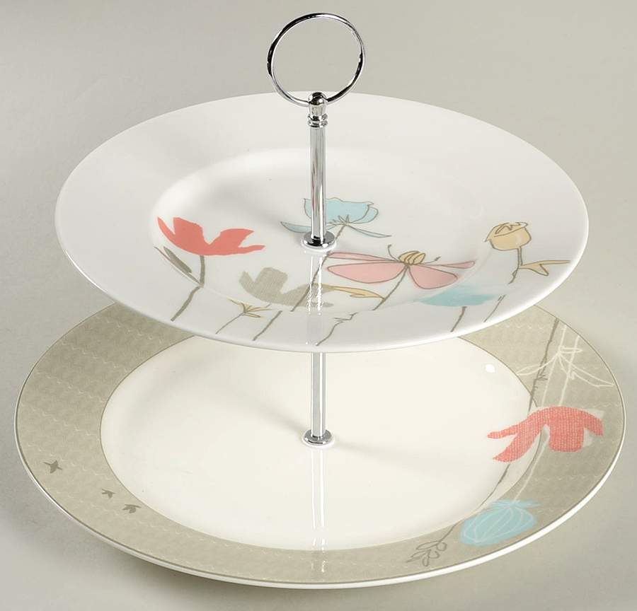 Poppy Street 2 Tiered Serving Tray (Dinner & Salad Plate) by Lenox-1
