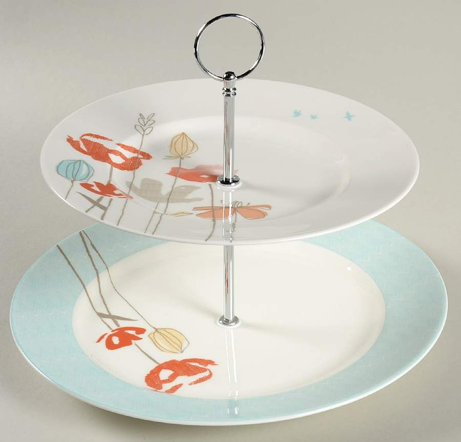 Poppy Street 2 Tiered Serving Tray (Dinner & Salad Plate) by Lenox-1