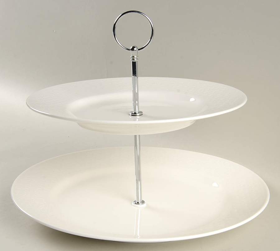 Ridge Street 2 Tiered Serving Tray (Dinner & Salad Plate) by Lenox-1