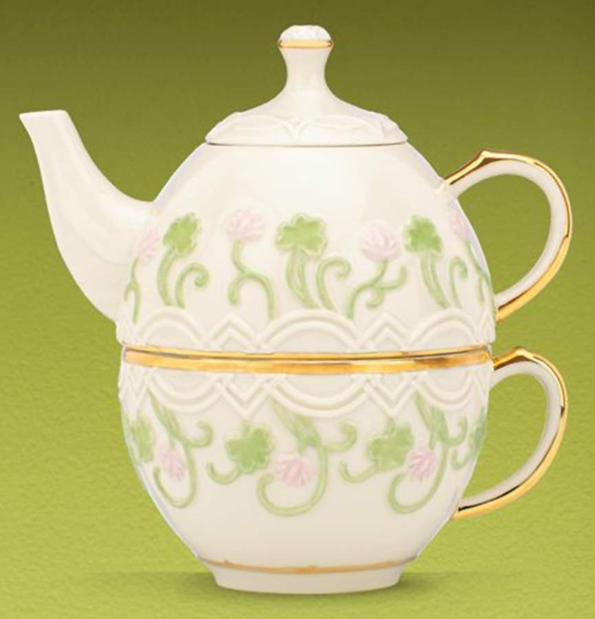 Shamrock Wishes Individual Teapot & Lid with Cup by Lenox-1
