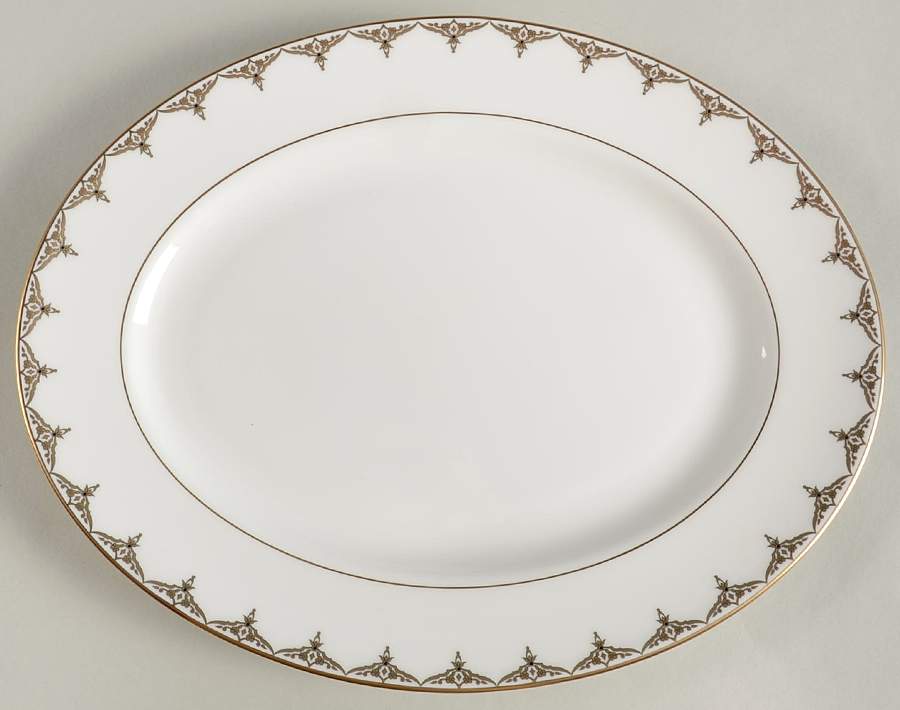 Jeweled Saree Gold 13" Oval Serving Platter by Lenox-1