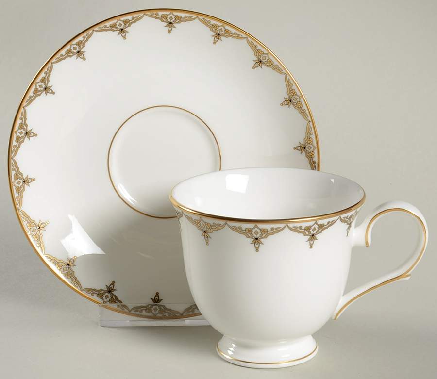 Jeweled Saree Gold Footed Cup & Saucer Set by Lenox-1