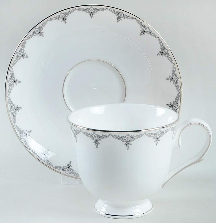 Jeweled Saree Platinum Footed Cup & Saucer Set by Lenox-1