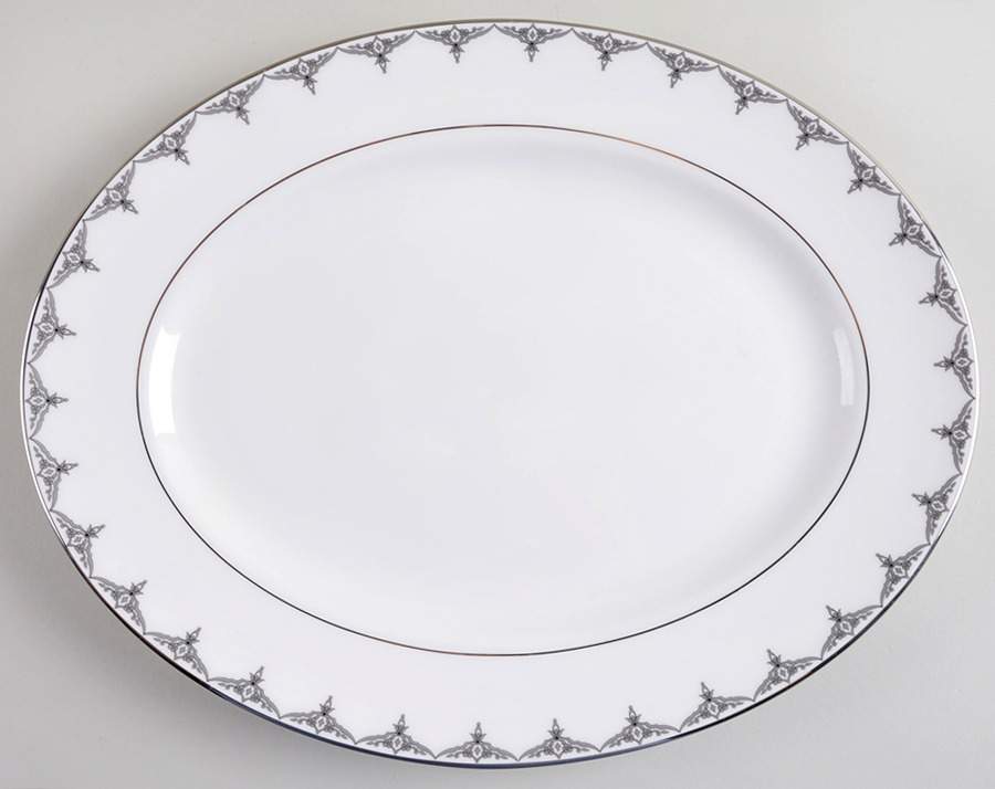 Jeweled Saree Platinum 13" Oval Serving Platter by Lenox-1