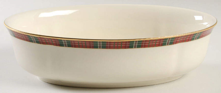 Winter Greetings Plaid 10" Oval Vegetable Bowl by Lenox-1