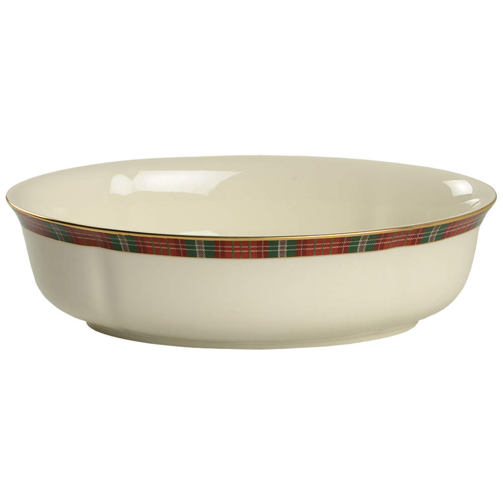 Winter Greetings Plaid 10" Oval Vegetable Bowl by Lenox-1