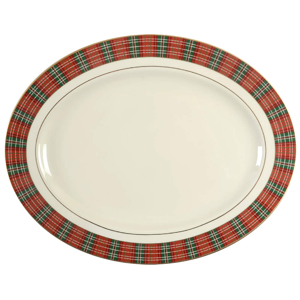 Winter Greetings Plaid 16" Oval Serving Platter by Lenox-1