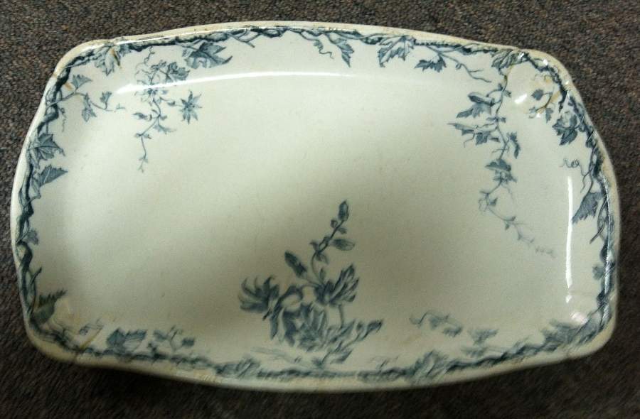 Passiflore Blue 12" Rectangular Serving Platter by Luneville-1