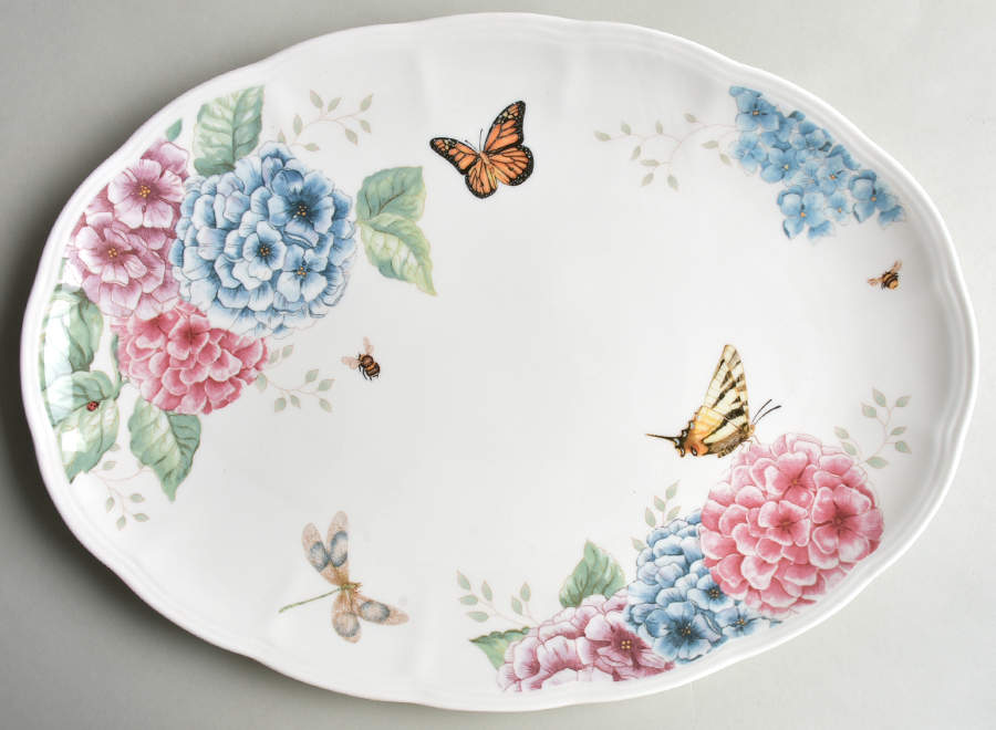 Butterfly Meadow Hydrangea 16" Oval Serving Platter by Lenox-1