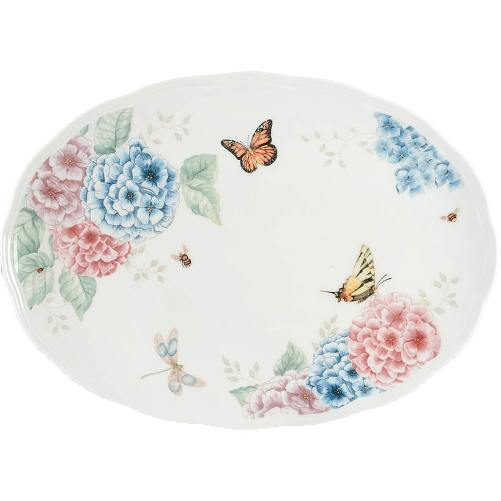 Butterfly Meadow Hydrangea 16" Oval Serving Platter by Lenox-1