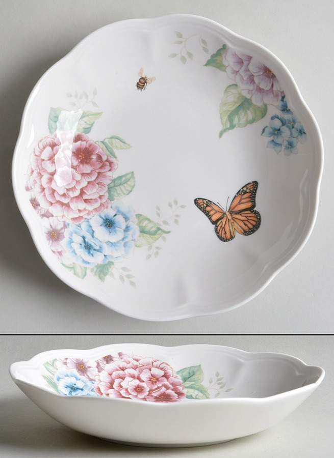 Butterfly Meadow Hydrangea 8" Soup/Pasta Bowl by Lenox-1