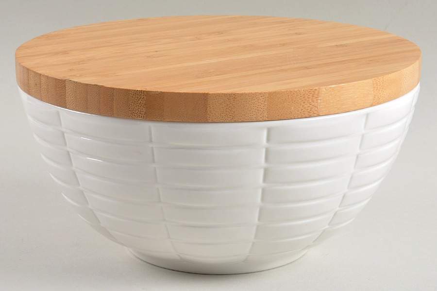 Entertain 365 8" Round Vegetable Bowl & Wood Lid by Lenox-1