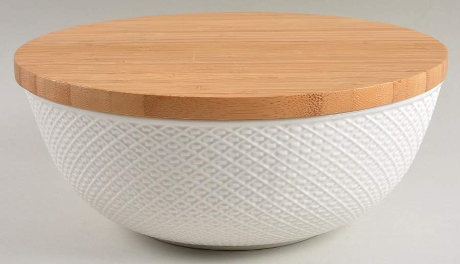 Entertain 365 10" Round Vegetable Bowl & Wood Lid by Lenox-1