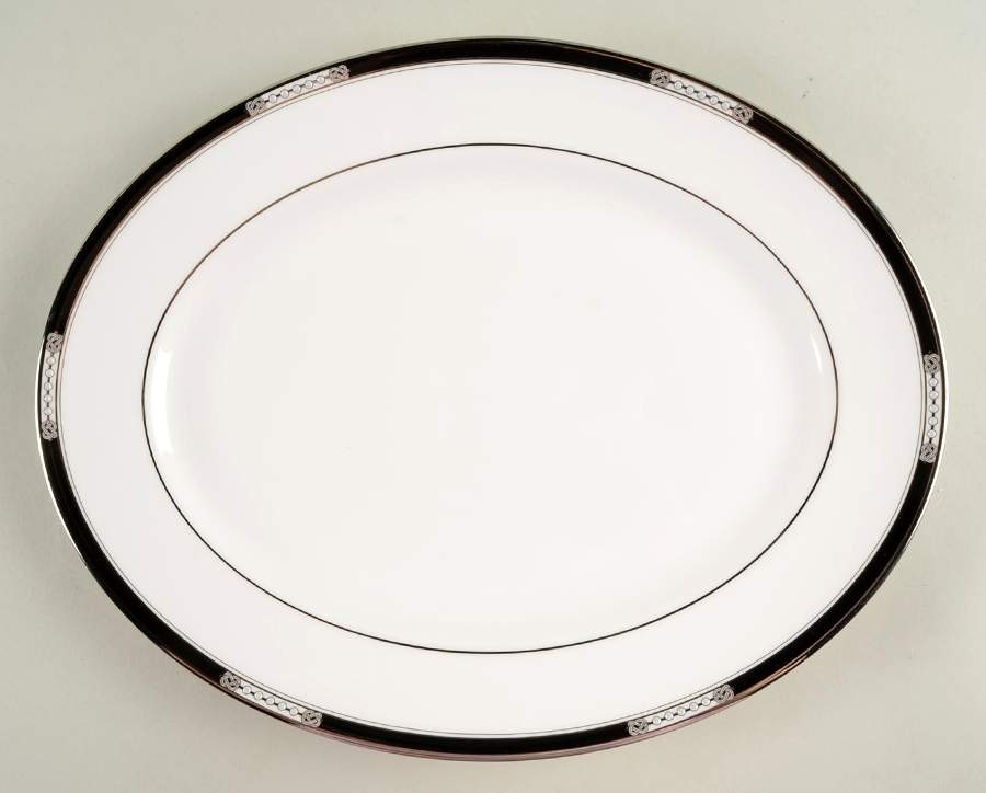 Hancock Platinum White 13" Oval Serving Platter by Lenox-1