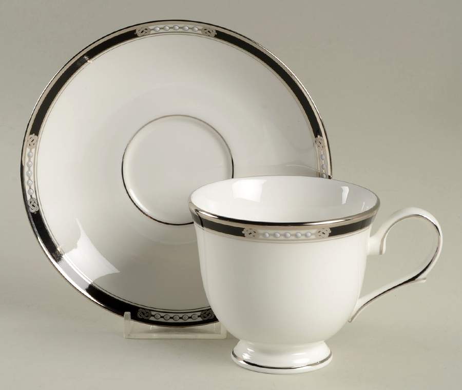 Hancock Platinum White Footed Cup & Saucer Set by Lenox-1