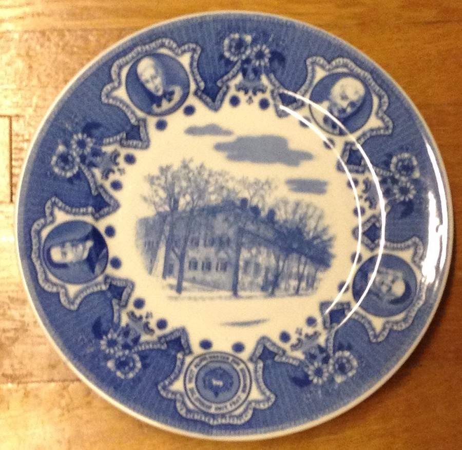 Moravian Historical Scenes Blue Dinner Plate by Lamberton-1