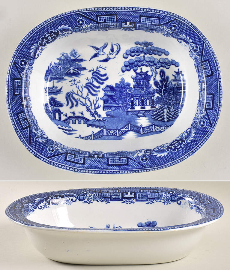 Blue Willow 10" Oval Vegetable Bowl by Lazarus Straus & Sons-1