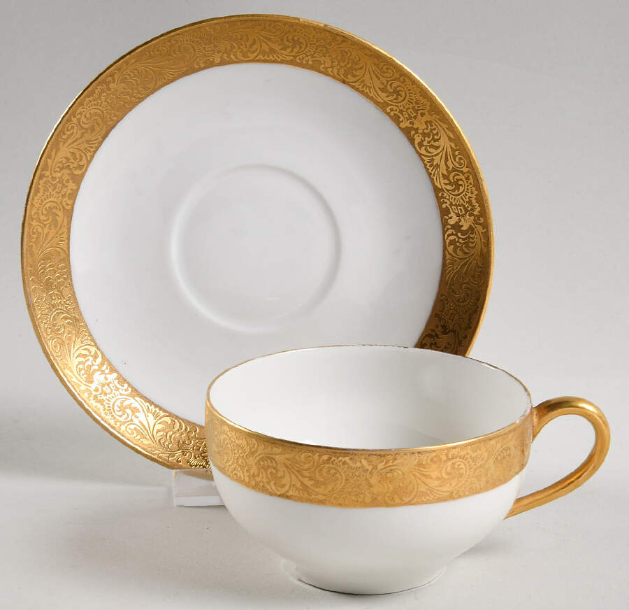 LIM671 Flat Cup & Saucer Set by Limoges-French-1