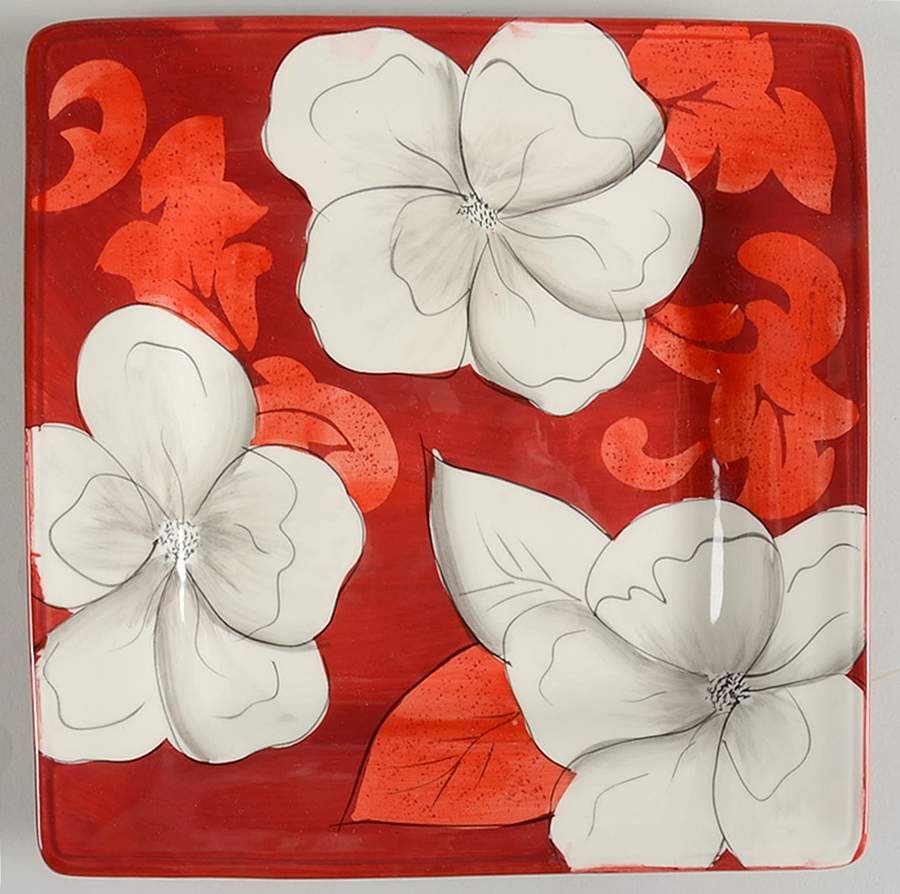 Hibiscus Square Salad Plate by Laurie Gates-1