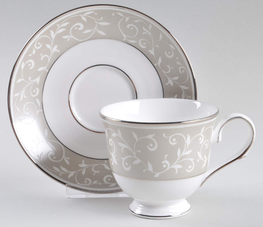 Opal Innocence Dune Footed Cup & Saucer Set - Set of 4 by Lenox-1