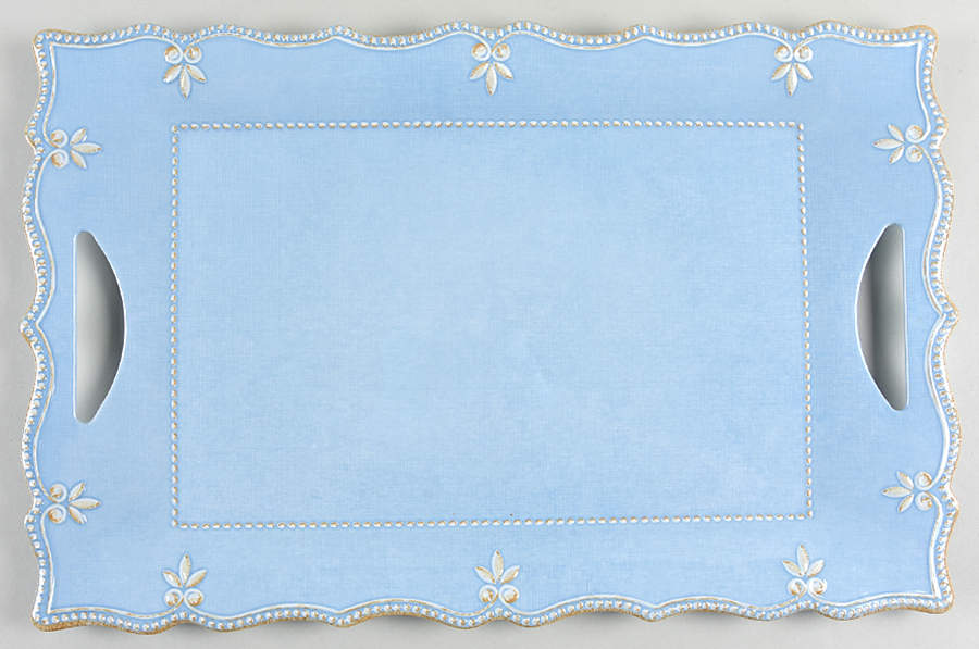 French Perle-Marine Blue 18" Rectangular Melamine Platter by Lenox-1