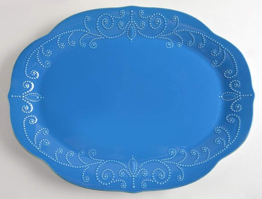 French Perle-Marine Blue 16" Oval Serving Platter by Lenox-1