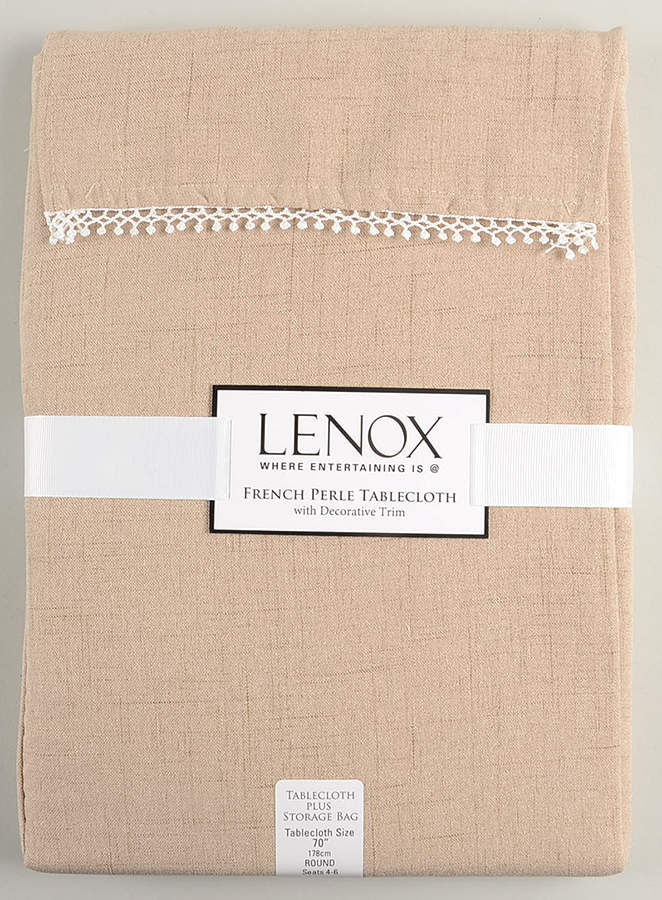 French Perle Latte Tan 70" Round Tablecloth by Lenox-1