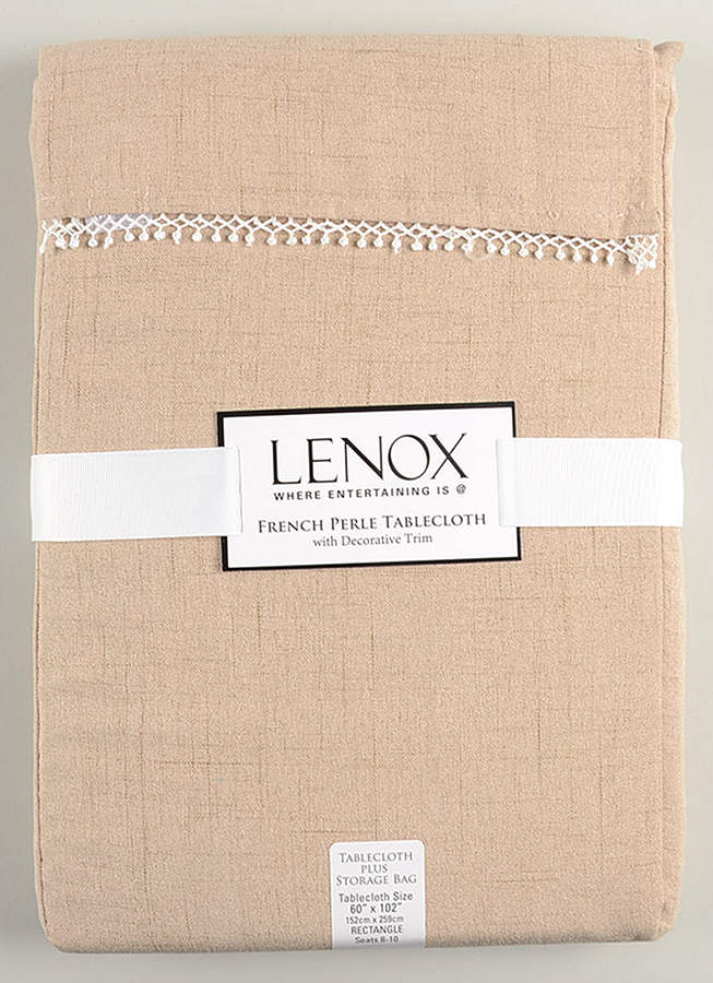 French Perle Latte Tan Rectangular Tablecloth 60" X 102" by Lenox-1