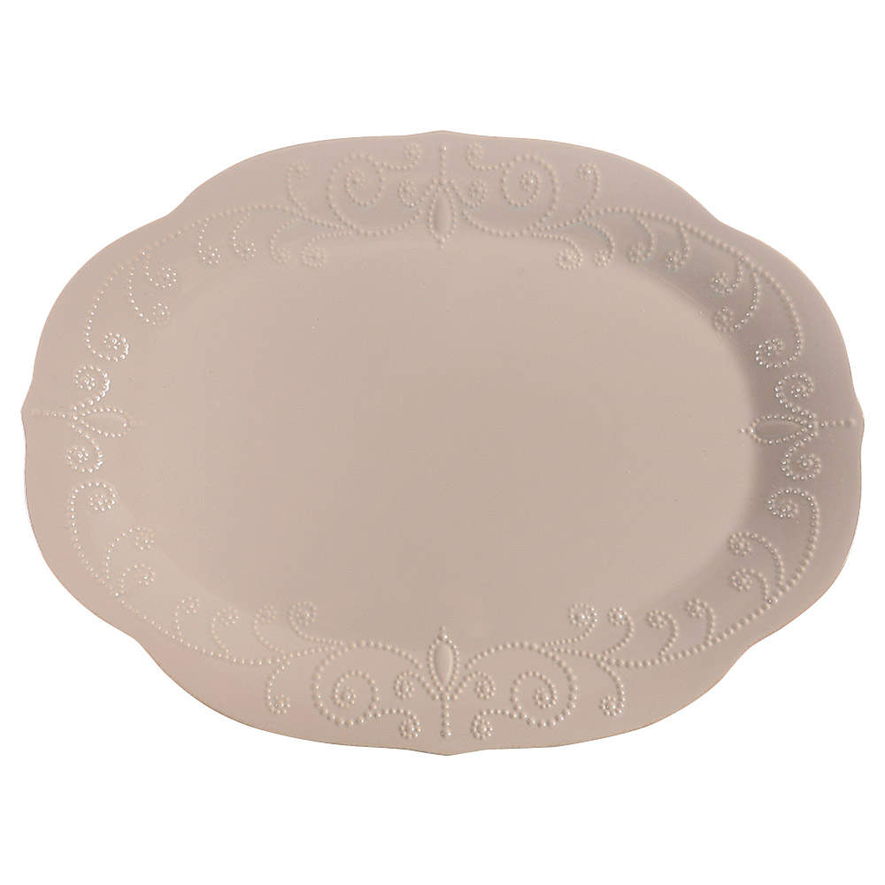 French Perle Latte Tan 16" Oval Serving Platter by Lenox-1