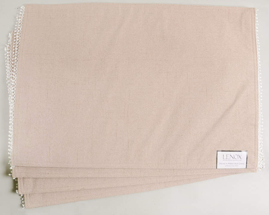 French Perle Latte Tan Cloth Placemat - Set of 4 by Lenox-1