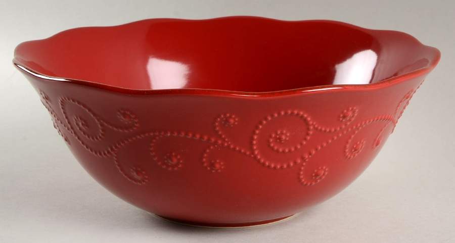 French Perle Cherry Red 10" Round Serving Bowl by Lenox-1
