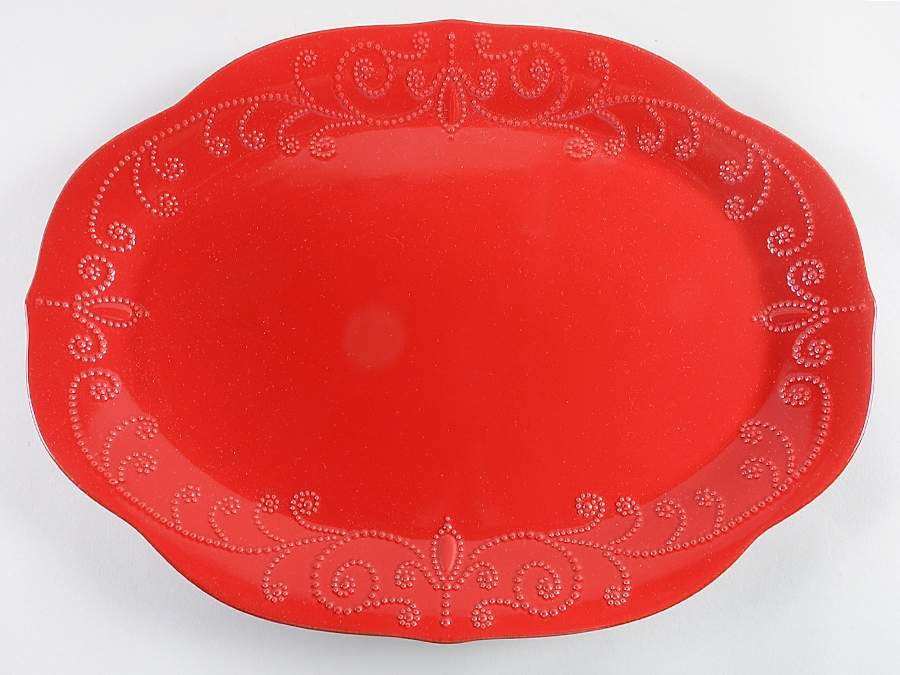 French Perle Cherry Red 17" Oval Serving Platter by Lenox-1