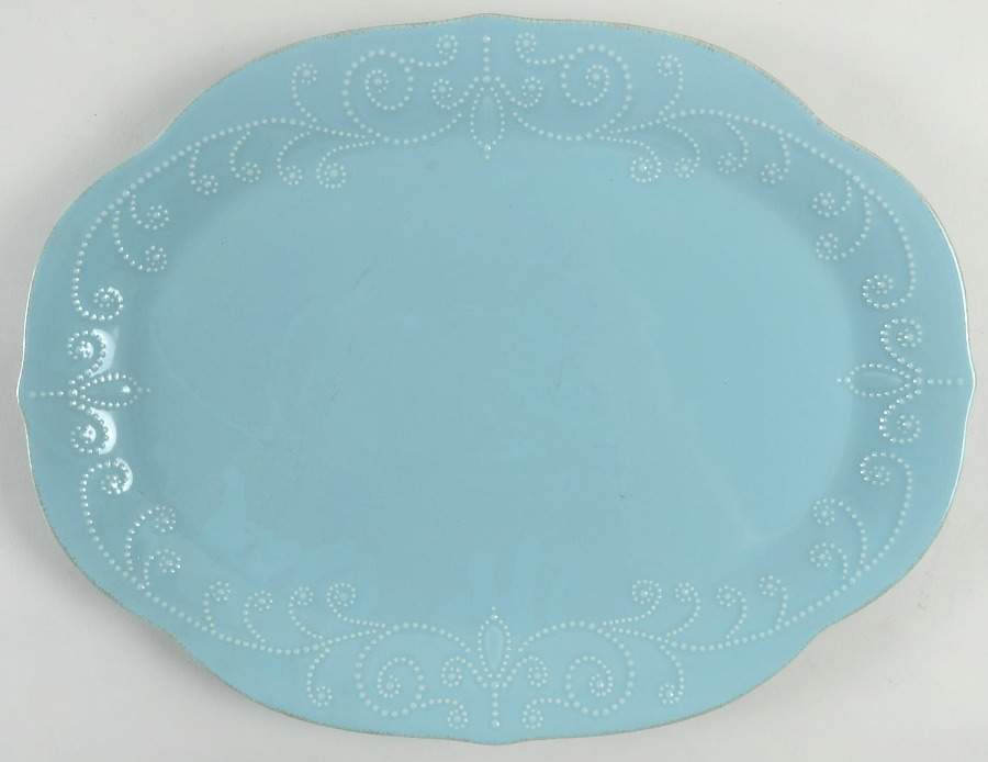 French Perle Robins Egg Blue 16" Oval Serving Platter by Lenox-1