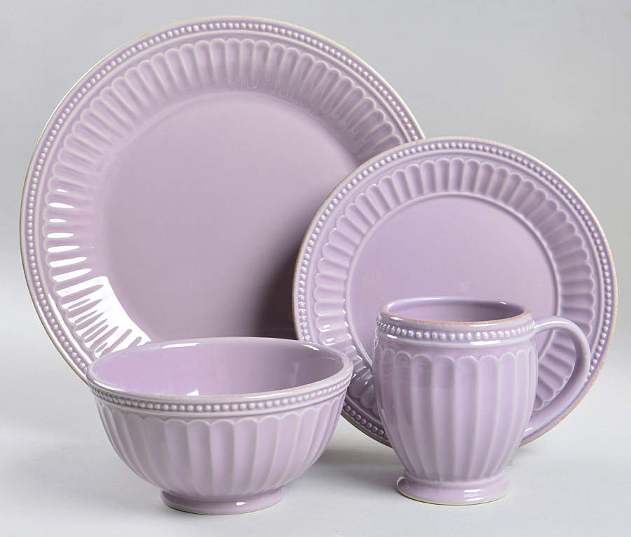 French Perle Groove Violet 4 Piece Place Setting by Lenox-1