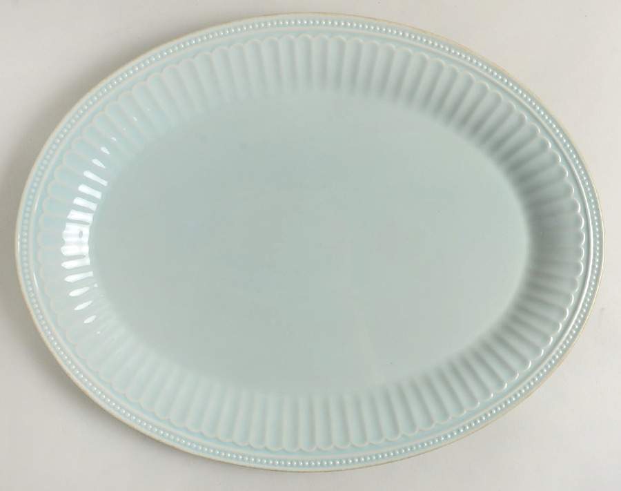 French Perle Groove Ice Blue 16" Oval Serving Platter by Lenox-1