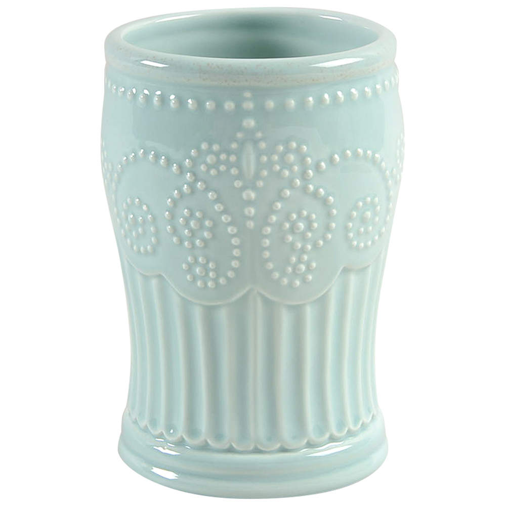 French Perle Groove Ice Blue China Bathroom Tumbler by Lenox-1