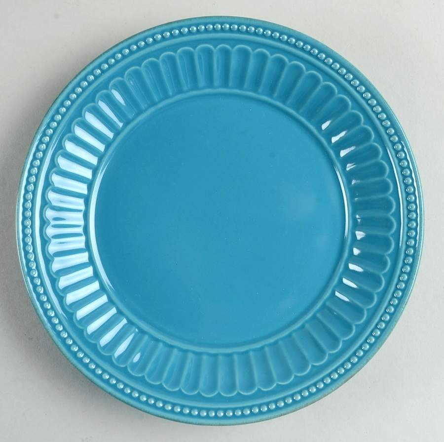 French Perle Groove Peacock Salad/Dessert Plate by Lenox-1