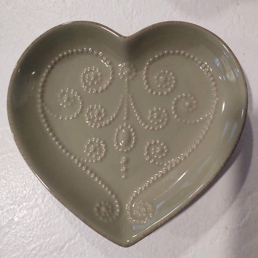 French Perle Groove Thyme Heart Shaped Dish by Lenox-1