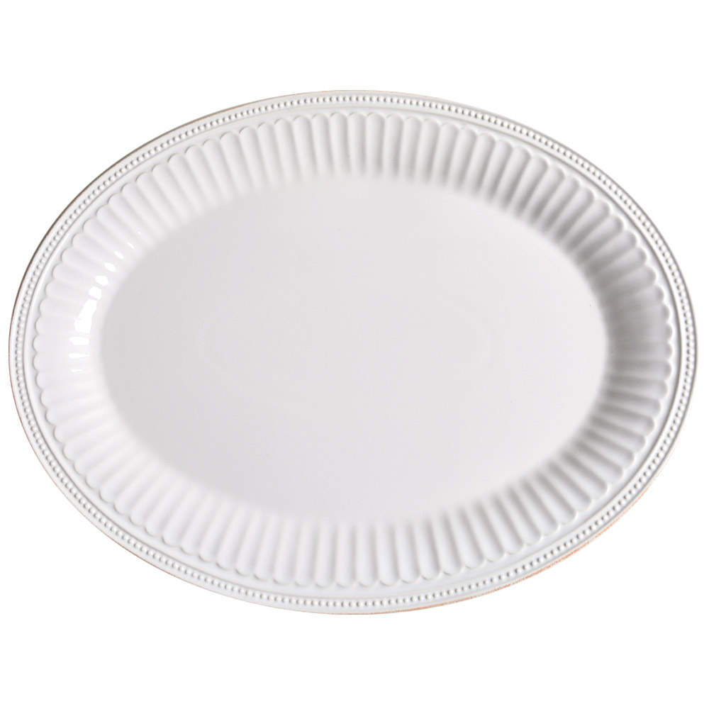 French Perle Groove White 16" Oval Serving Platter by Lenox-1