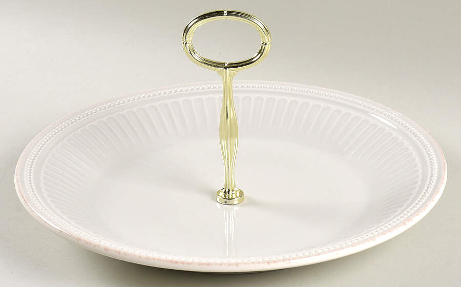 French Perle Groove White Round Serving Plate with Center Handle (Dp) Hc by Lenox-1